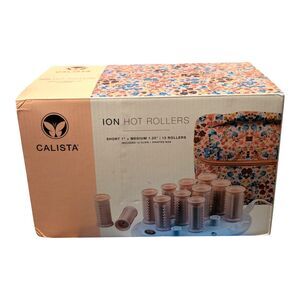 Calista Tools Ion Hot Rollers 12-1" Short 1.25" Medium Clips Stand Case Pink New